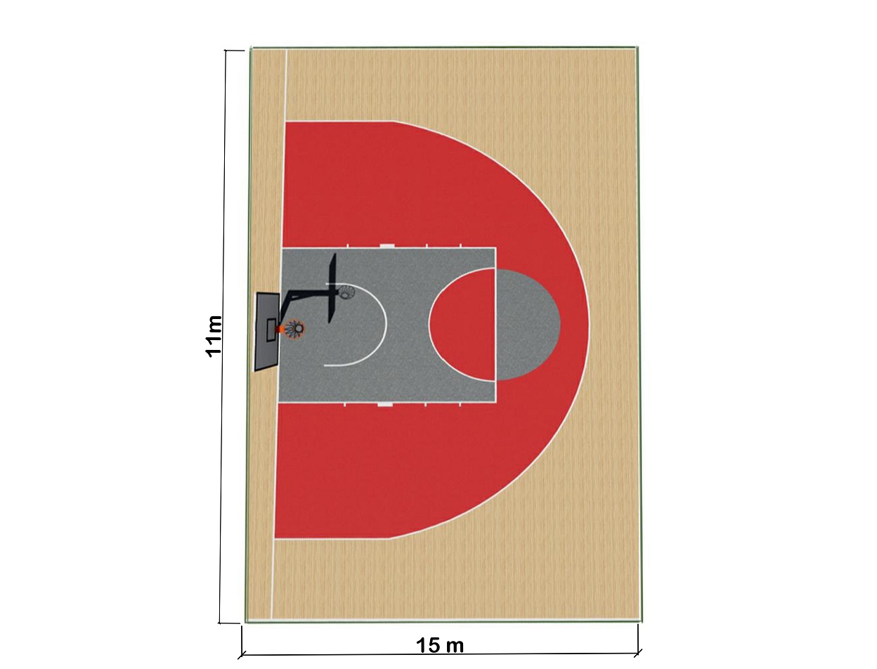 Construction of Sports Fields & Multi-Purpose Sports Fields / Single Hoop Mini Basketball Court - 60100   Teknik Resim