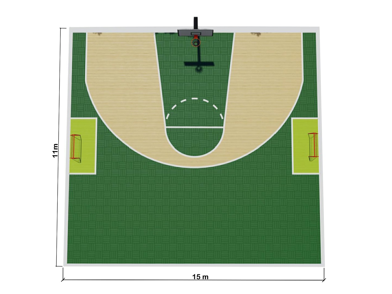 Construction of Sports Fields & Multi-Purpose Sports Fields / Half Basketball Court (Miniature Goal + Hoop) - 60104 Teknik Resim