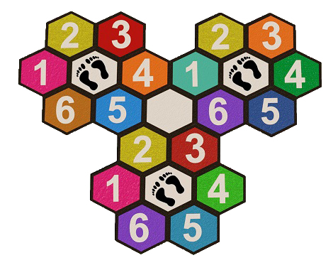 61500 - 16 Rubber Tile Hexagon Hopscotch Game Set (Special Series / Colorful) 