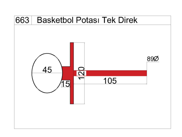 Basketball Court Equipment / Training Type Basketball Hoop with Fiber Board (90x120) - 60262 Teknik Resim