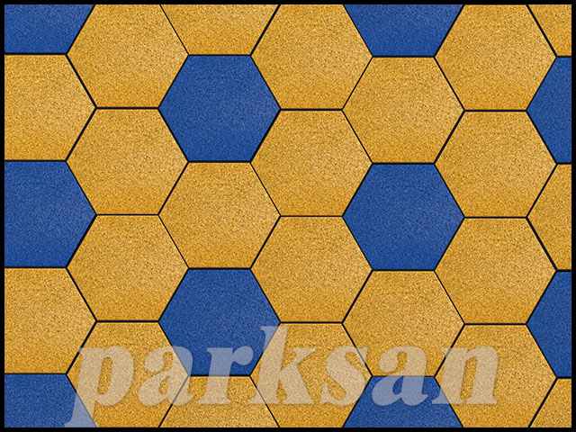Rubber Parquet Flooring / 61010-03 Rubber Tile Hexagon Model Special Colors