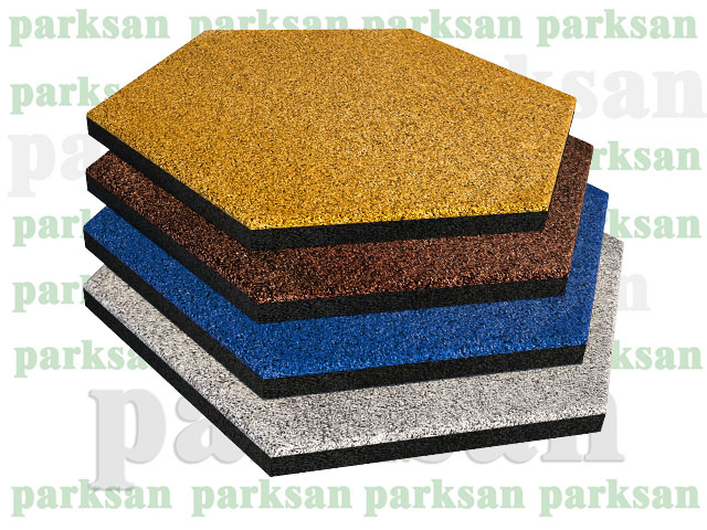 Rubber Parquet Flooring / 61010-RUBBER TILE FLOOR HEXAGON SPECIAL COLOR CHART
