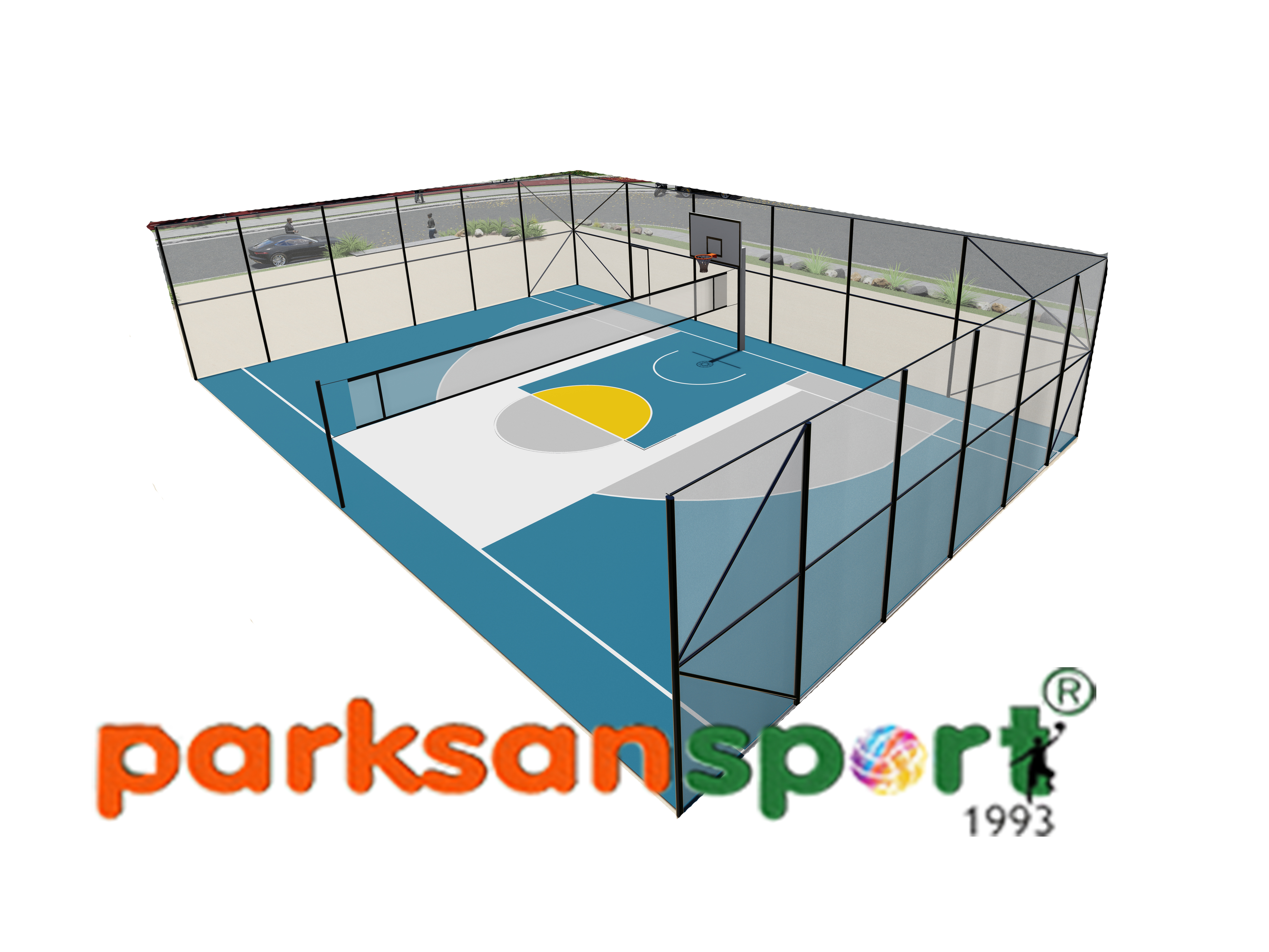 Half Basketball Court (Basketball + Volleyball) - 60108 