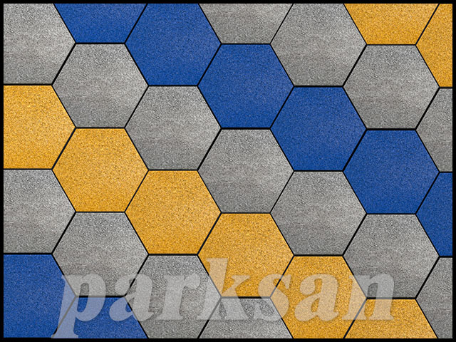 Rubber Parquet Flooring / 61010-04 Rubber Tile Hexagon Model Special Colors
