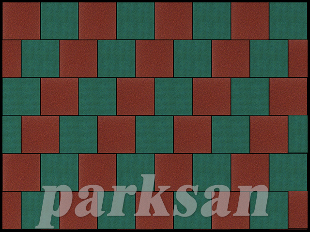 Rubber Parquet Flooring / 61000-01 Eco Rubber Tile (Red - Green)