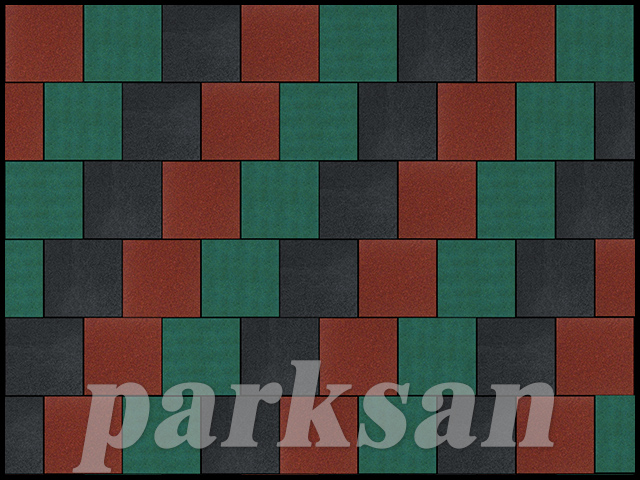 Rubber Parquet Flooring / 61000-03 Standard Rubber Tile (Black- Red- Green)