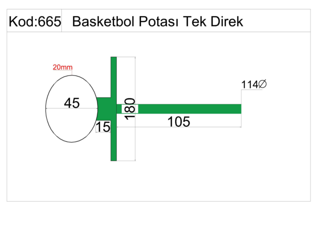 Basketball Court Equipment / Basketball Hoop with MDF Board (105x180) - 60270 Teknik Resim