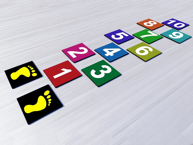 Rubber Tile Hopscotch and Chess Game Set Models  / 61500 - 11 Rubber Tile Hopscotch Game Set (Special Series / Colorful) 