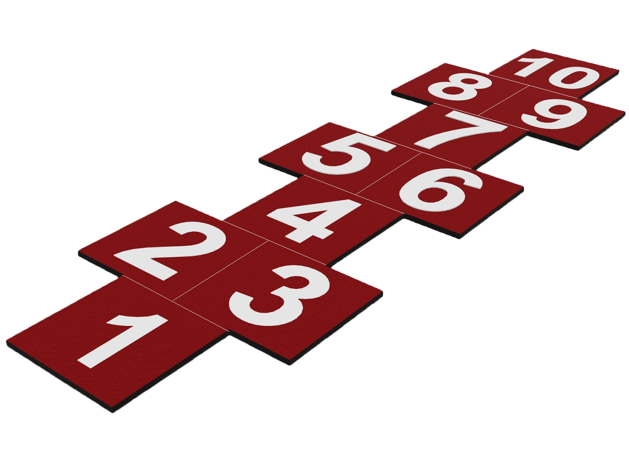 61500 - 04 Rubber Tile Hopscotch Game Set (Standard Series / Claret Red-White)