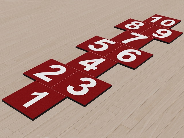 Rubber Tile Hopscotch and Chess Game Set Models / 61500 - 04 Rubber Tile Hopscotch Game Set (Standard Series / Claret Red-White)