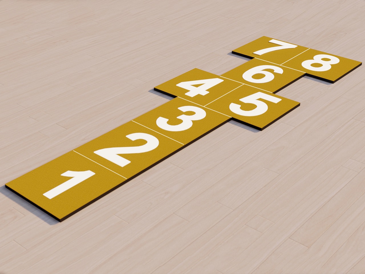 Rubber Tile Hopscotch and Chess Game Set Models  / 61500 - 10 Rubber Tile Hopscotch Game Set (Special Series / Yellow-White) 