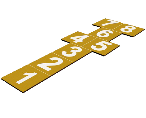 61500 - 10 Rubber Tile Hopscotch Game Set (Special Series / Yellow-White) 