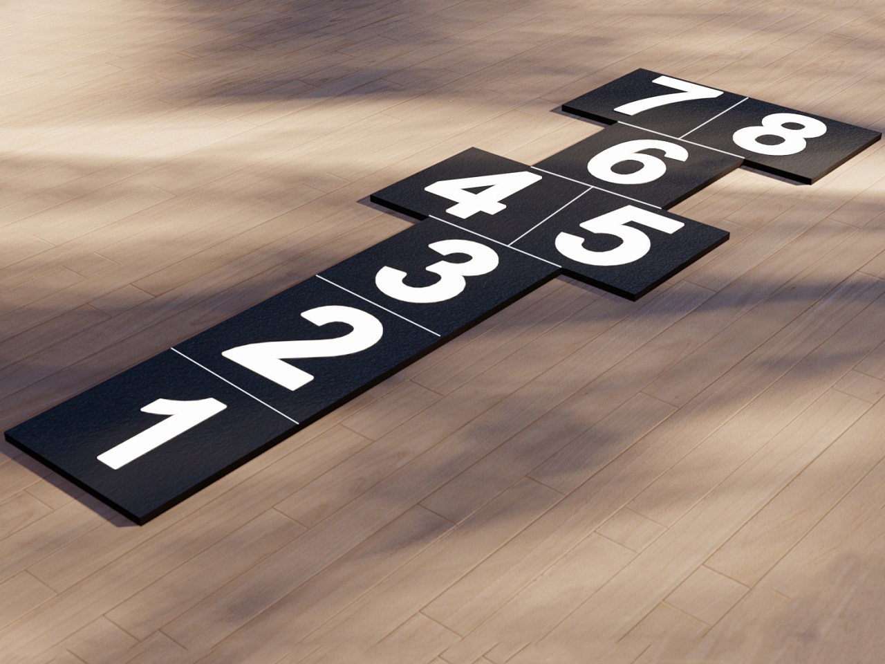 Rubber Tile Hopscotch and Chess Game Set Models  / 61500 - 01 Rubber Tile Hopscotch Game Set (Standard Series / Black-White)  