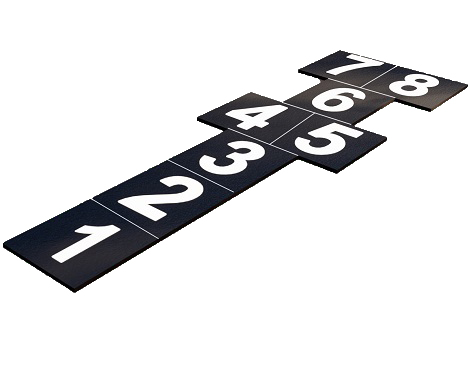 61500 - 01 Rubber Tile Hopscotch Game Set (Standard Series / Black-White)  