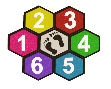 61500 - 14 Rubber Tile Hexagon Hopscotch Game Set (Special Series / Colorful) 