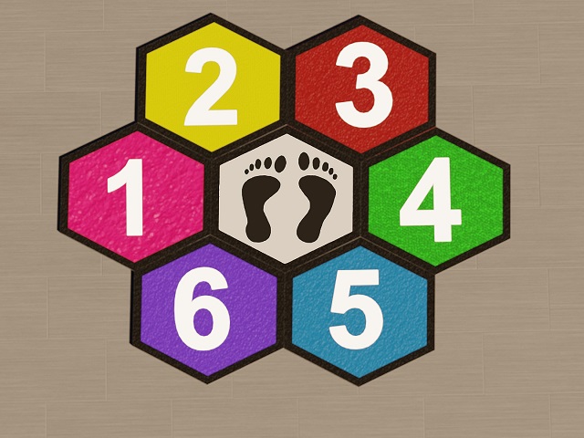 Rubber Tile Hopscotch and Chess Game Set Models  / 61500 - 14 Rubber Tile Hexagon Hopscotch Game Set (Special Series / Colorful) 