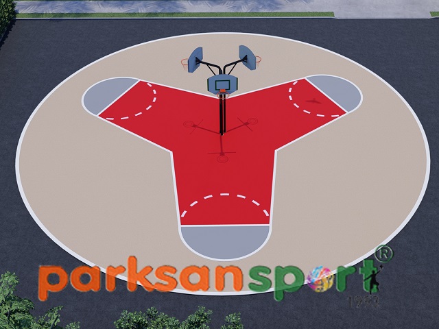 Construction of Sports Fields & Multi-Purpose Sports Fields / Three-Way Circle Training Type Basketball Court - 60122  